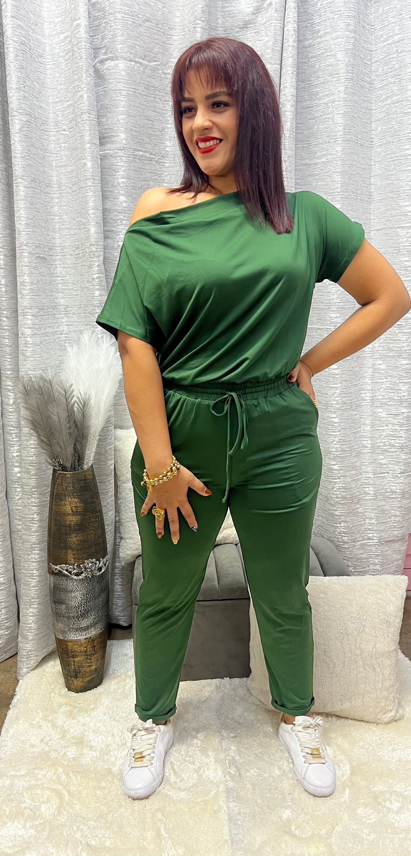 OFF SHOULDER VENETIAN JUMPSUIT