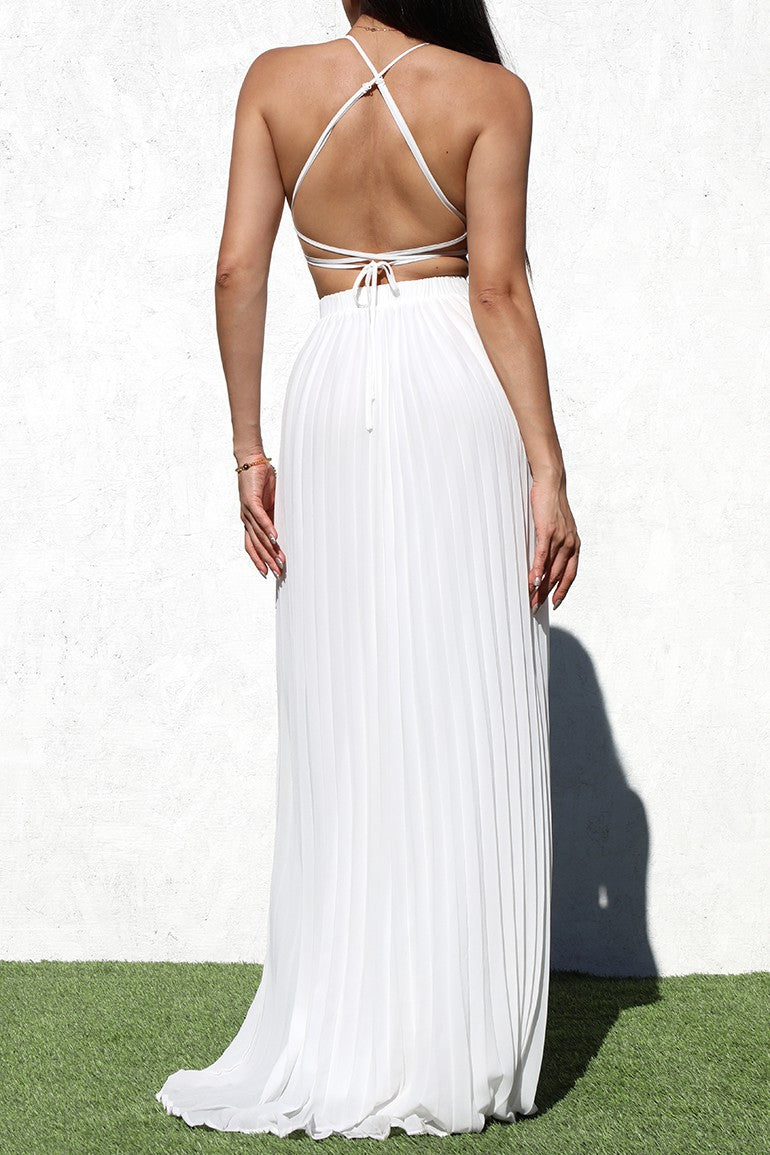 PLEATED WOVEN MAXI DRESS - Just For You